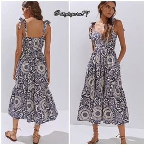 NWT, Anthropologie, Flounced Floral Midi Dress